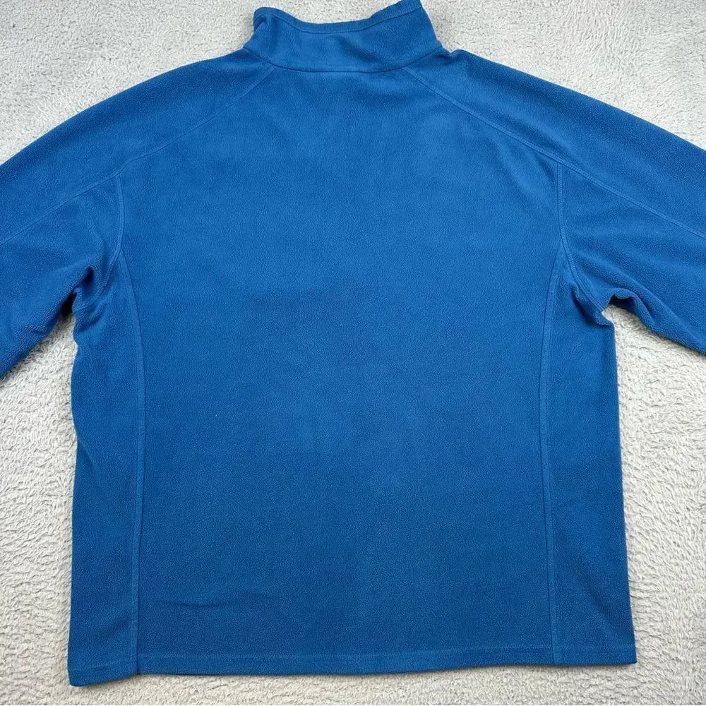 LL Bean Fleece Sweatshirt Mens Large Blue 1/4‎ Zip Pocket Outdoor Hiking Camp